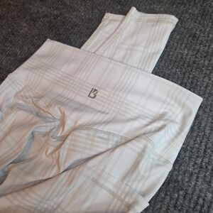 Buffbunny Collection White Grey Plaid High Waisted Leggings with Pockets Small